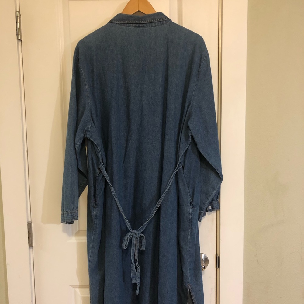 Roaman's Denim Midi Ruffle Front Dress 3X EUC - Host Pick 10/13/25 - Picture 2 of 16